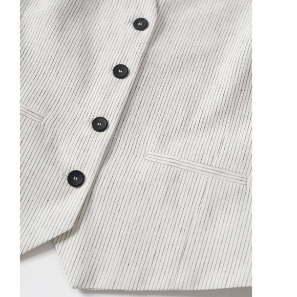 Mango MNG Tailored Linen Vest Neutral Like New NWOT - Picture 5 of 8